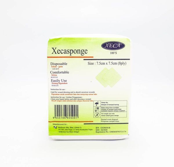 Xecasponge 7.5cm x 7.5cm x 100's (Up-Tie