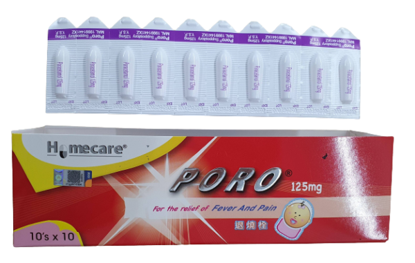 Poro Suppository 125mg  10x10's