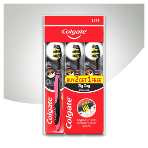 Colgate T/Brush Zig Zag Charcoal (Soft) Buy 2 Free 1 x 3's