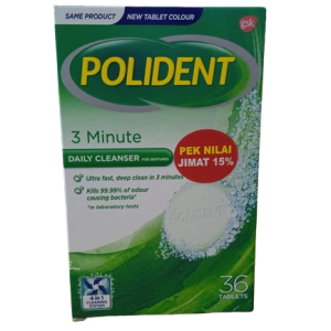 Polident 3Min Daily Cleanser x 36's (Jimat 15%)