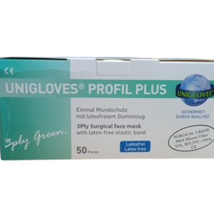 Face Mask 3ply Surgical Ear Loop x 50's (Green) (Unigloves)