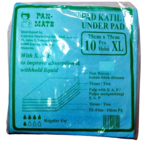 Pan-Mate Under Pad 75cm x 75cm (XL) x 10's+5's